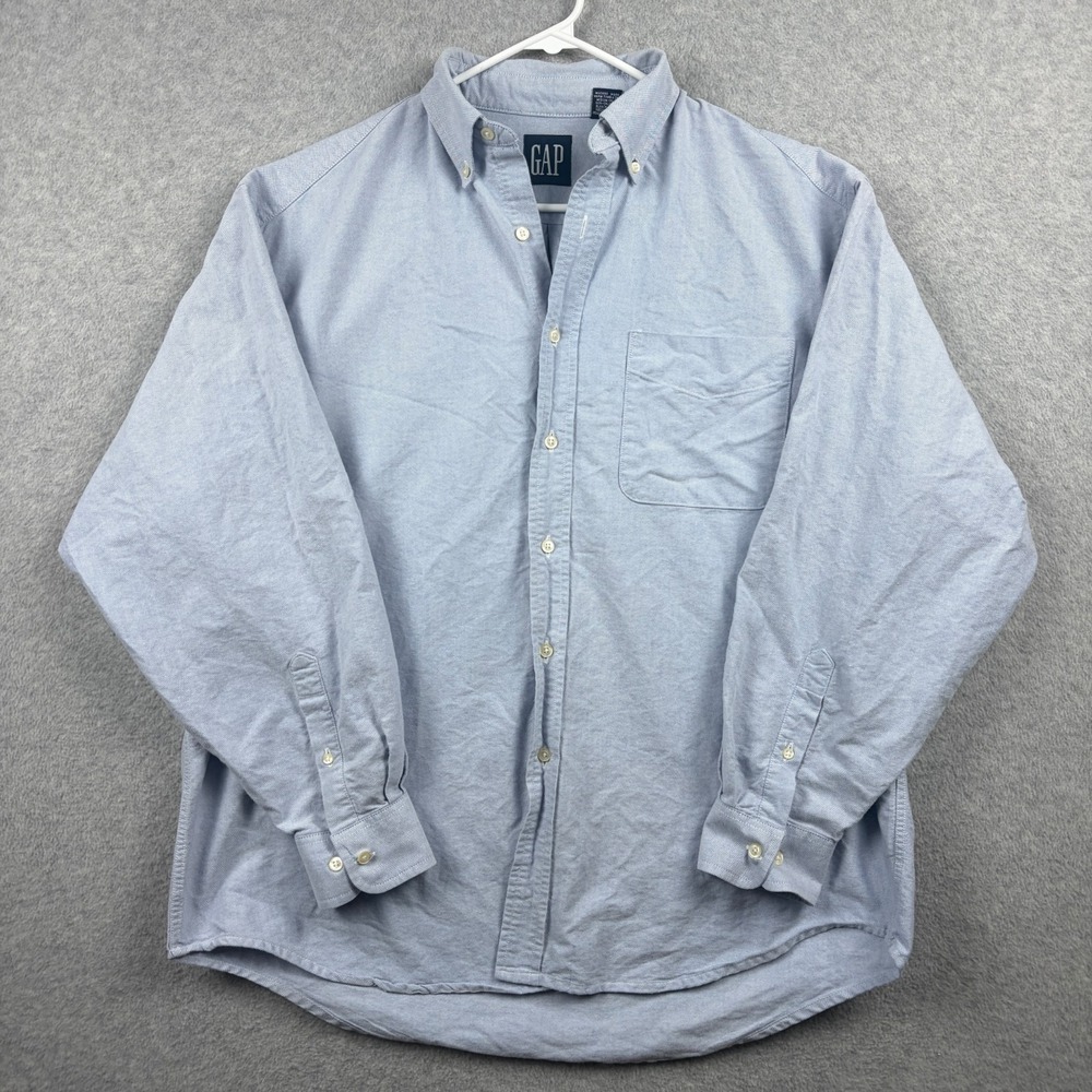 Vintage Gap Shirt Mens Medium Blue OCBD Boxy Oversized 90s Preppy Ivy Trad